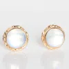 Jamie Women's 14k 6mm White Rainbow Moonstone Post Earring In Gold