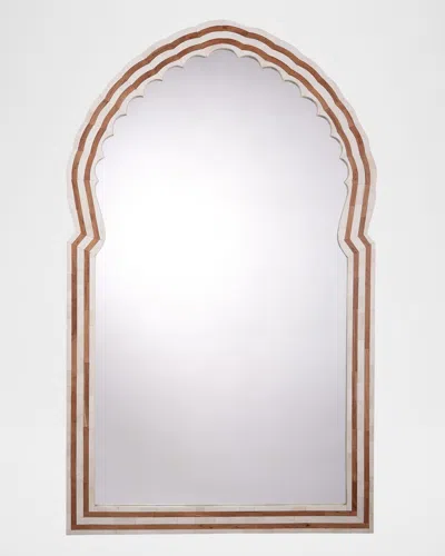 Jamie Young Bardot 60" Bone & Wood Wall Mirror In Brown