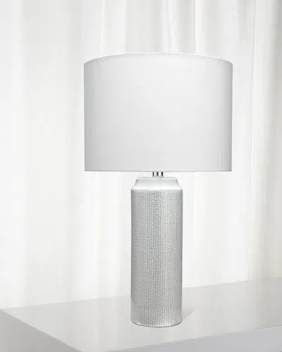 Jamie Young Bella Table Lamp In Light Blue Patterned Ceramic In White