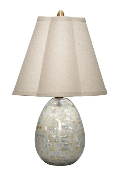 Jamie Young Capsule Mother Of Pearl Table Lamp With Linen Shade In White