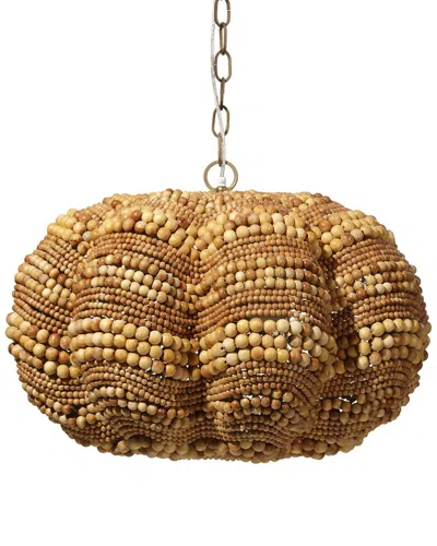 Jamie Young Clamshell Wood Beaded 4-light Small Chandelier In Brown