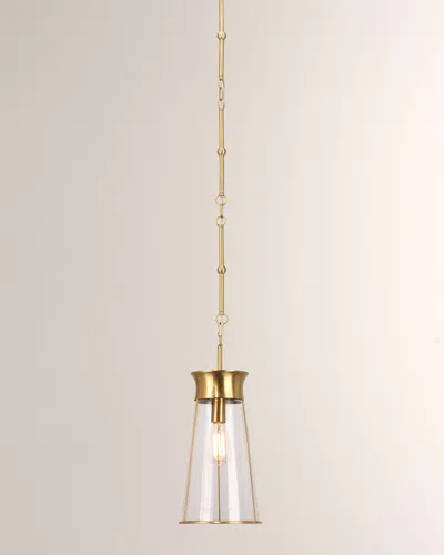Jamie Young Clear Glass Nara Pendant In Clear Glass And Antique Brass
