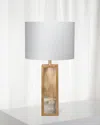 Jamie Young Cloudscape Table Lamp In Taupe And Slate Lacquer W/ Antique Gold Leafed Metal