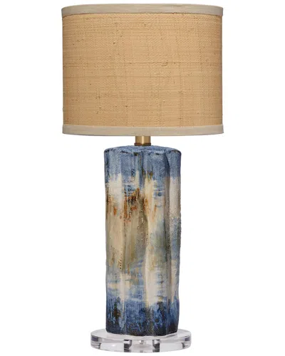 Jamie Young Co. Abstract Ceramic Table Lamp With Raffia Shade In Brown