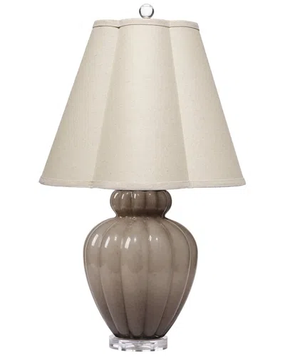 Jamie Young Co. Agnes Blown Glass Table Lamp With Linen Scalloped Shade In Black