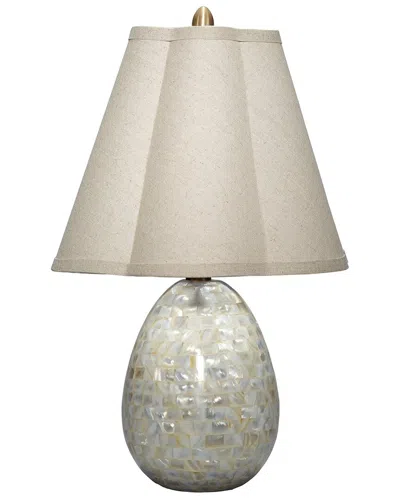 Jamie Young Co. Capsule Mother Of Pearl Table Lamp With Linen Shade In Multi