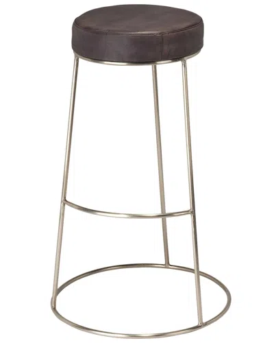 Jamie Young Co. Henry Round Leather Bar Stool In Brown