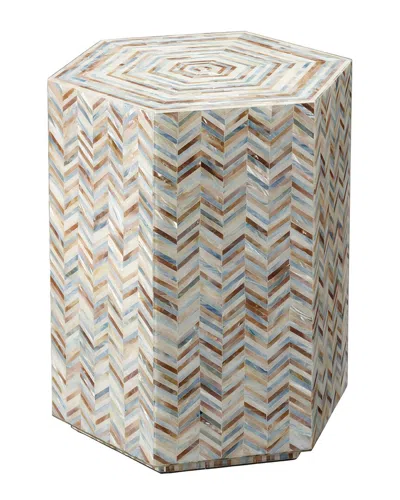 Jamie Young Co. Hepburn Mother-of-pearl Hexagon Side Table In Black