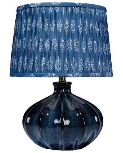 Jamie Young Co. Hershey Ceramic Table Lamp With Cotton Shade In Blue