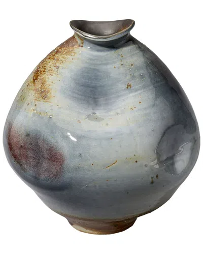 Jamie Young Co. Madrid Dimpled Ceramic Decorative Vase In Gray