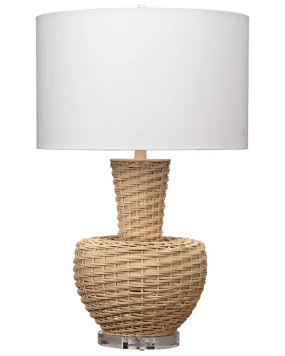 Jamie Young Co. Portobello Rattan Table Lamp With Linen Shade In Brown