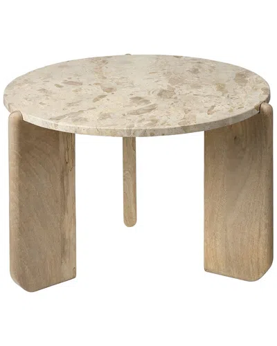Jamie Young Co. Quarry Wood & Tendua Stone Coffee Table In Brown