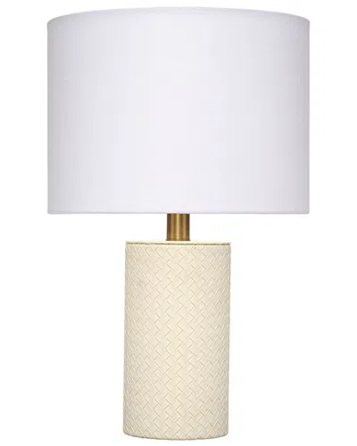 Jamie Young Co. Roman Leather Table Lamp With Linen Shade In Multi