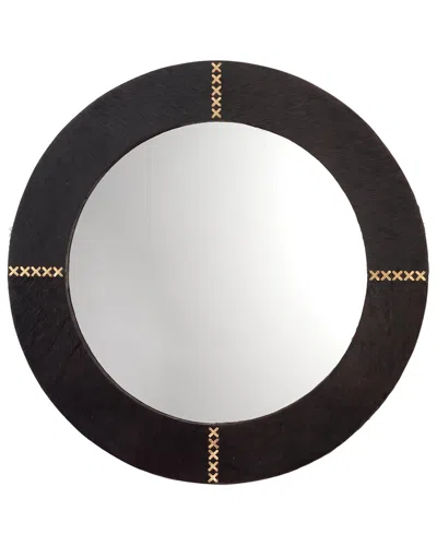Jamie Young Co. Round Cross Stitch Mirror In Brown