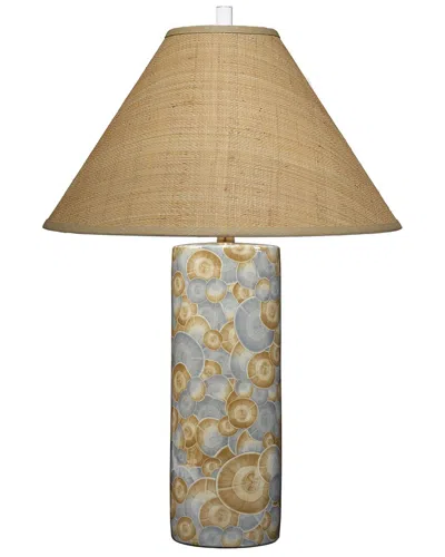Jamie Young Co. Serene Ceramic Table Lamp With Raffia Shade In Multi