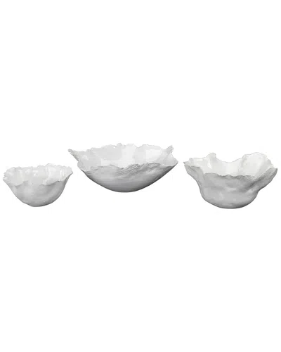 Jamie Young Co. Set Of 3 Fleur Ceramic Bowls