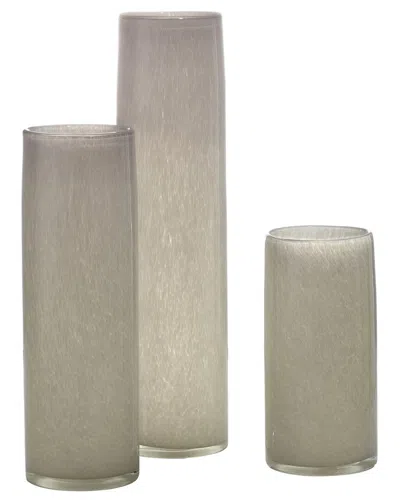 Jamie Young Co. Set Of 3 Gwendolyn Hand Blown Vases In Grey
