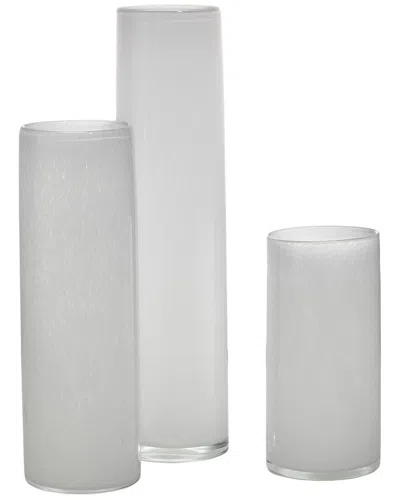 Jamie Young Co. Set Of 3 Gwendolyn Hand Blown Vases In White