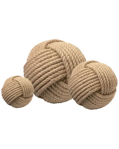 Jamie Young Co. Set Of 3 Jute Balls In Brown
