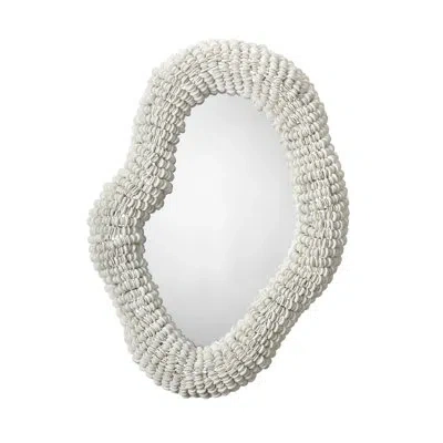 Jamie Young Company Amoeba Wood Beaded Wall Mirror In White