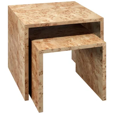 Jamie Young Company Bedford 22" Wide Natural Burl Wood Nesting Tables Set Of 2