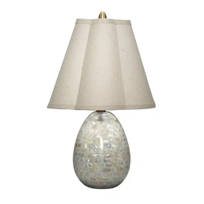 Jamie Young Company Capsule Mother Of Pearl Table Lamp With Linen Shade In White;gray;cream