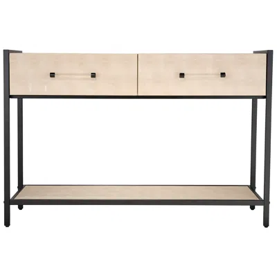 Jamie Young Company Cassius 48"w Taupe Shagreen And Black 2-drawer Console Table