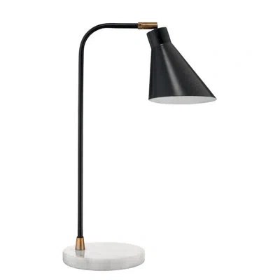 Jamie Young Company Chronicle 19.75" White Marble Desk Lamp In Black,white Marble
