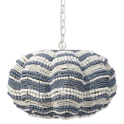 Jamie Young Company Clamshell 3 - Light Iron Dimmable Geometric Chandelier In Blue