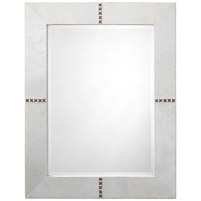 Jamie Young Company Cross Stitch White 28" X 36" Rectangular Wall Mirror