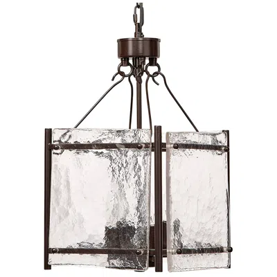 Jamie Young Company Glenn 14" Wide Bronze Pendant Light With Textured Glass