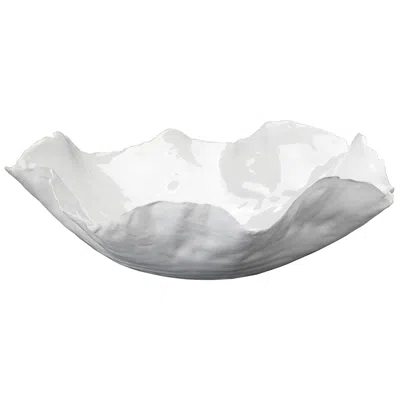 Jamie Young Company Jamie Young 13" Wide Peony White Modern Ceramic Bowl