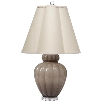 Jamie Young Company Jamie Young Agnes Blown Glass Table Lamp With Linen Scalloped Shade, Taupe