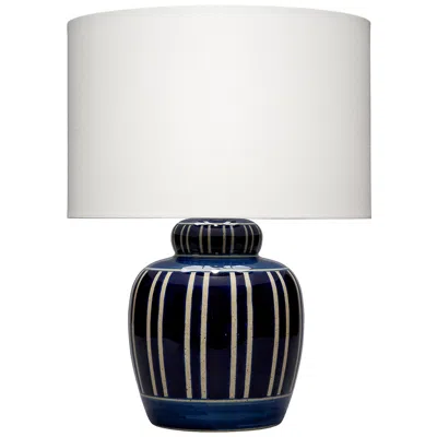 Jamie Young Company Jamie Young Arthur Ceramic Table Lamp With Linen Shade, Navy Blue