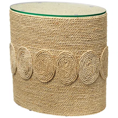 Jamie Young Company Jamie Young Barbados 20" Wide Oval Corn Straw Rope Side Table