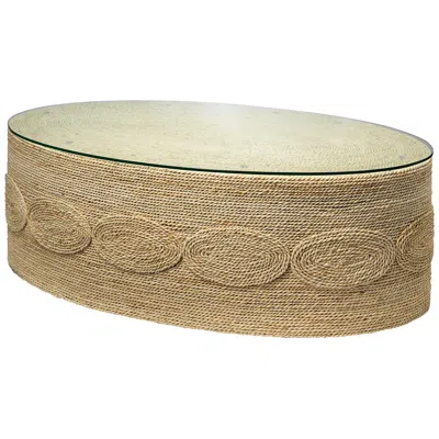 Jamie Young Company Jamie Young Barbados 50" Wide Oval Corn Straw Rope Coffee Table