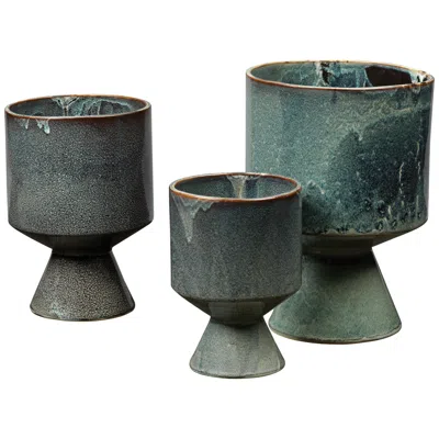 Jamie Young Company Jamie Young Berkeley Royal Blue Ceramic 3-piece Pot Set