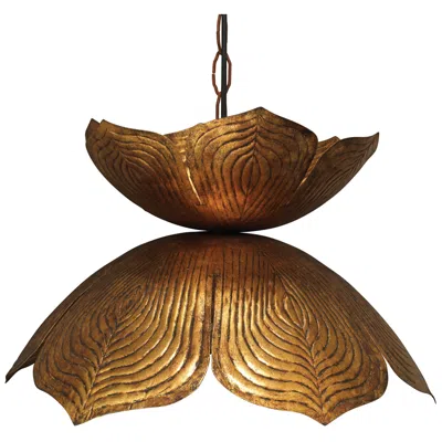 Jamie Young Company Jamie Young Flowering Lotus 20" Wide Antique Gold Pendant