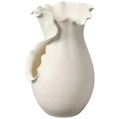 Jamie Young Company Jamie Young Flutter Porcelain Vessel 13" In White