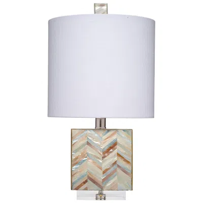 Jamie Young Company Jamie Young Garbo Mother Of Pearl Table Lamp With Linen Shade, Blue