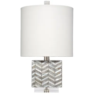 Jamie Young Company Jamie Young Garbo Mother Of Pearl Table Lamp With Linen Shade, Grey