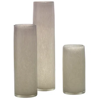 Jamie Young Company Jamie Young Gwendolyn Warm Gray Glass Vases Set Of 3