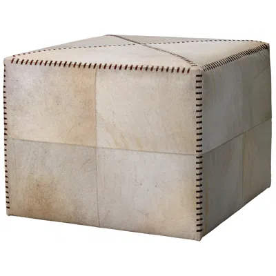 Jamie Young Company Jamie Young Large Square White Hide Leather Ottoman