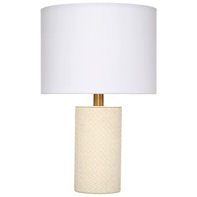 Jamie Young Company Jamie Young Roman Leather Table Lamp With Linen Shade, White