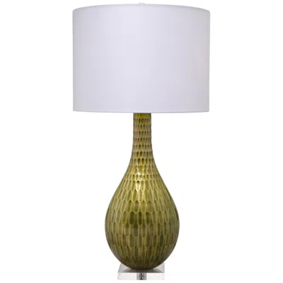 Jamie Young Company Jamie Young Serpentine Etched Glass Table Lamp 36.5" In Green