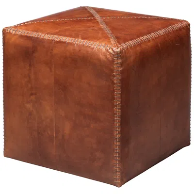 Jamie Young Company Jamie Young Small Square Tobacco Leather Ottoman