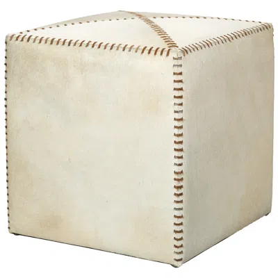 Jamie Young Company Jamie Young Small White Hide Leather Ottoman