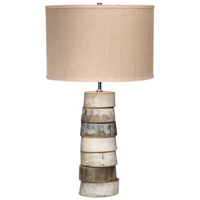 Jamie Young Company Jamie Young Stacked Horn Table Lamp With Elephant Hemp Shade