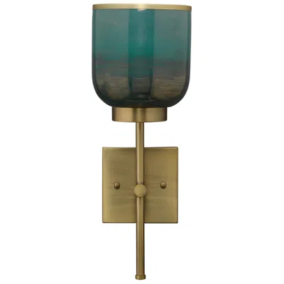 Jamie Young Company Jamie Young Vapor 15 3/4" High Aqua Glass And Brass Metal Wall Sconce