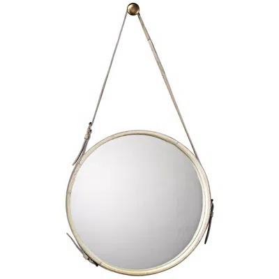 Jamie Young Company Jamie Young White Leather Strap 26" Round Wall Mirror